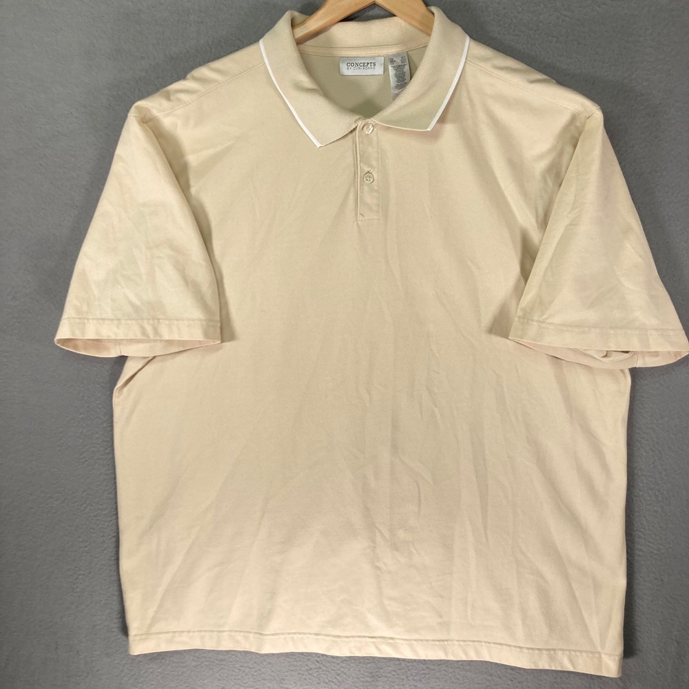 Claiborne Mens XLT Khaki Polo Shirt Beige Short Sleeve Classic Casual‎